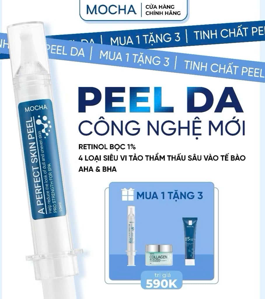 Retinol Mix Peel MOCHA 4in1 – Peel Da Tại Nhà Hỗ Trợ Tái Tạo Da, Mịn Da, Sáng Da (Combo 4 Món)