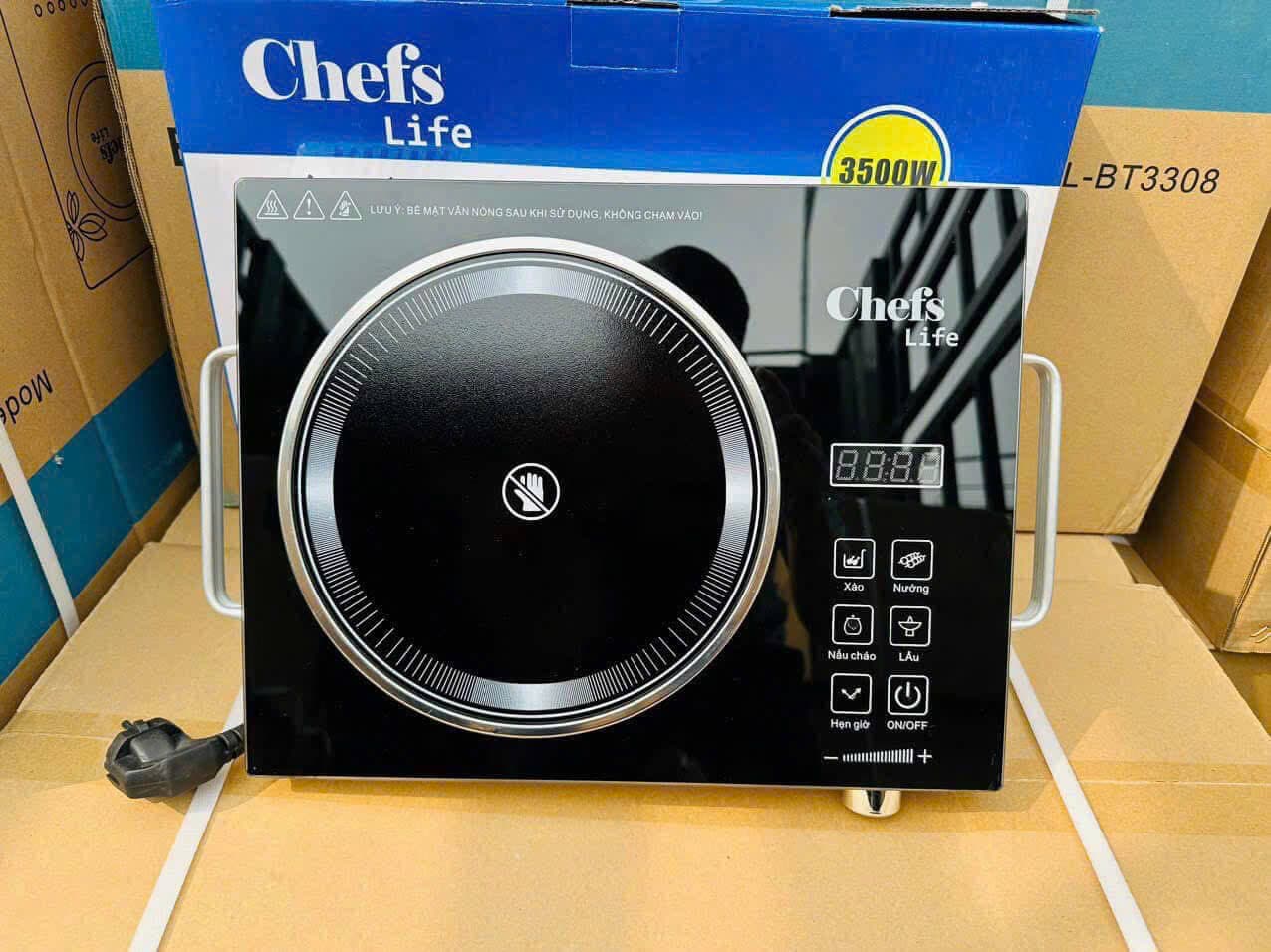 Bếp Hồng Ngoại Cảm Ứng Chefs-Lite 3500W – Mặt Kính Cường Lực, Không Kén Nồi, Có Hẹn Giờ