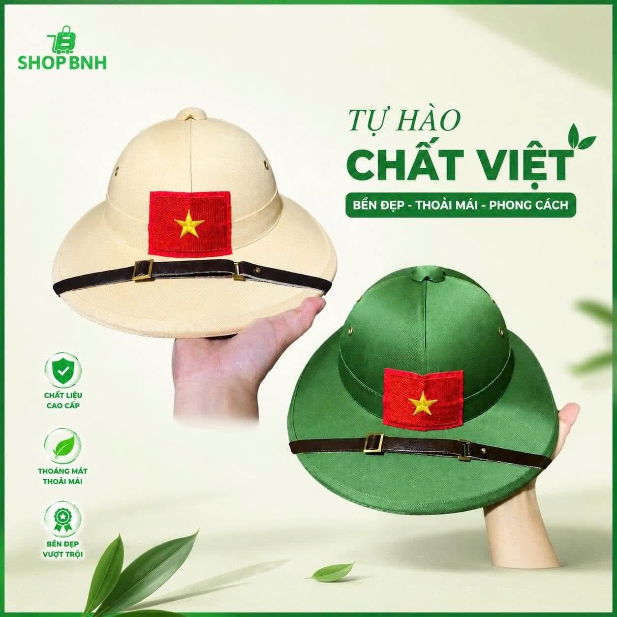 Mũ vành rộng gắn cờ đỏ sao vàng