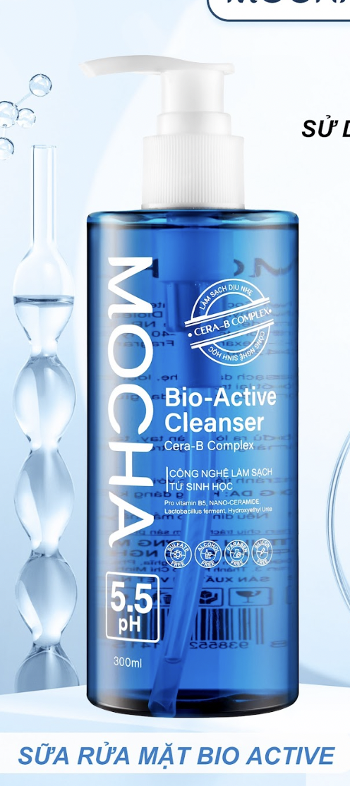 Sữa Rửa Mặt Lành Tính Chính Hãng Mocha Bio Active Cleanser - 300ml - Hỗ trợ Làm sạch da hằng ngày