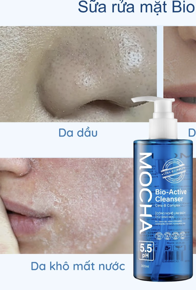 Sữa Rửa Mặt Lành Tính Chính Hãng Mocha Bio Active Cleanser - 300ml - Hỗ trợ Làm sạch da hằng ngày