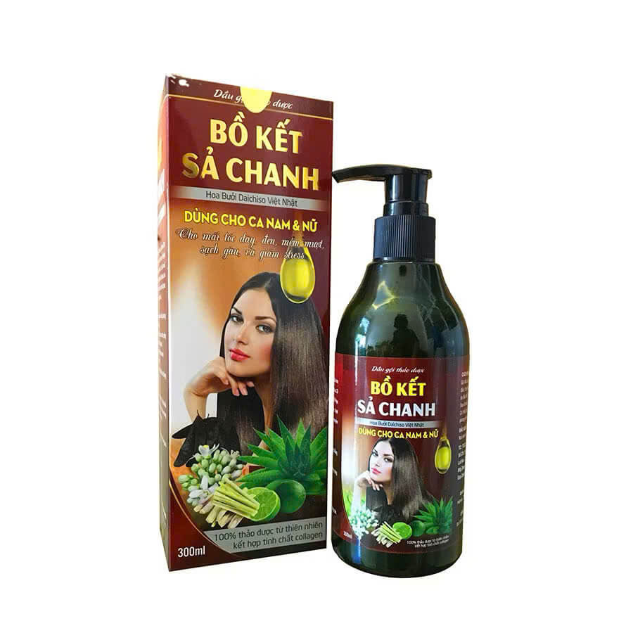 Dầu Gội Thảo Dược Chanh Sả Bồ Kết Phục Hồi Tóc Hư Tổn, Dưỡng Tóc Siêu Mềm Mượt 300ml COMBO 6 LỌ