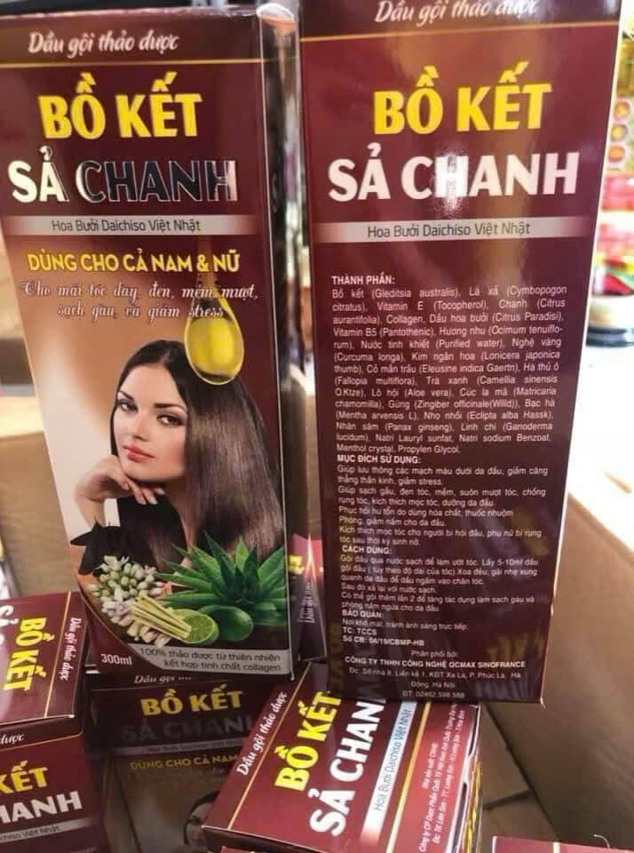 Dầu Gội Thảo Dược Chanh Sả Bồ Kết Phục Hồi Tóc Hư Tổn, Dưỡng Tóc Siêu Mềm Mượt 300ml COMBO 6 LỌ