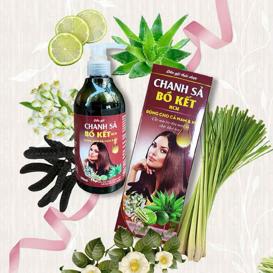 Dầu Gội Thảo Dược Chanh Sả Bồ Kết Phục Hồi Tóc Hư Tổn, Dưỡng Tóc Siêu Mềm Mượt 300ml COMBO 6 LỌ
