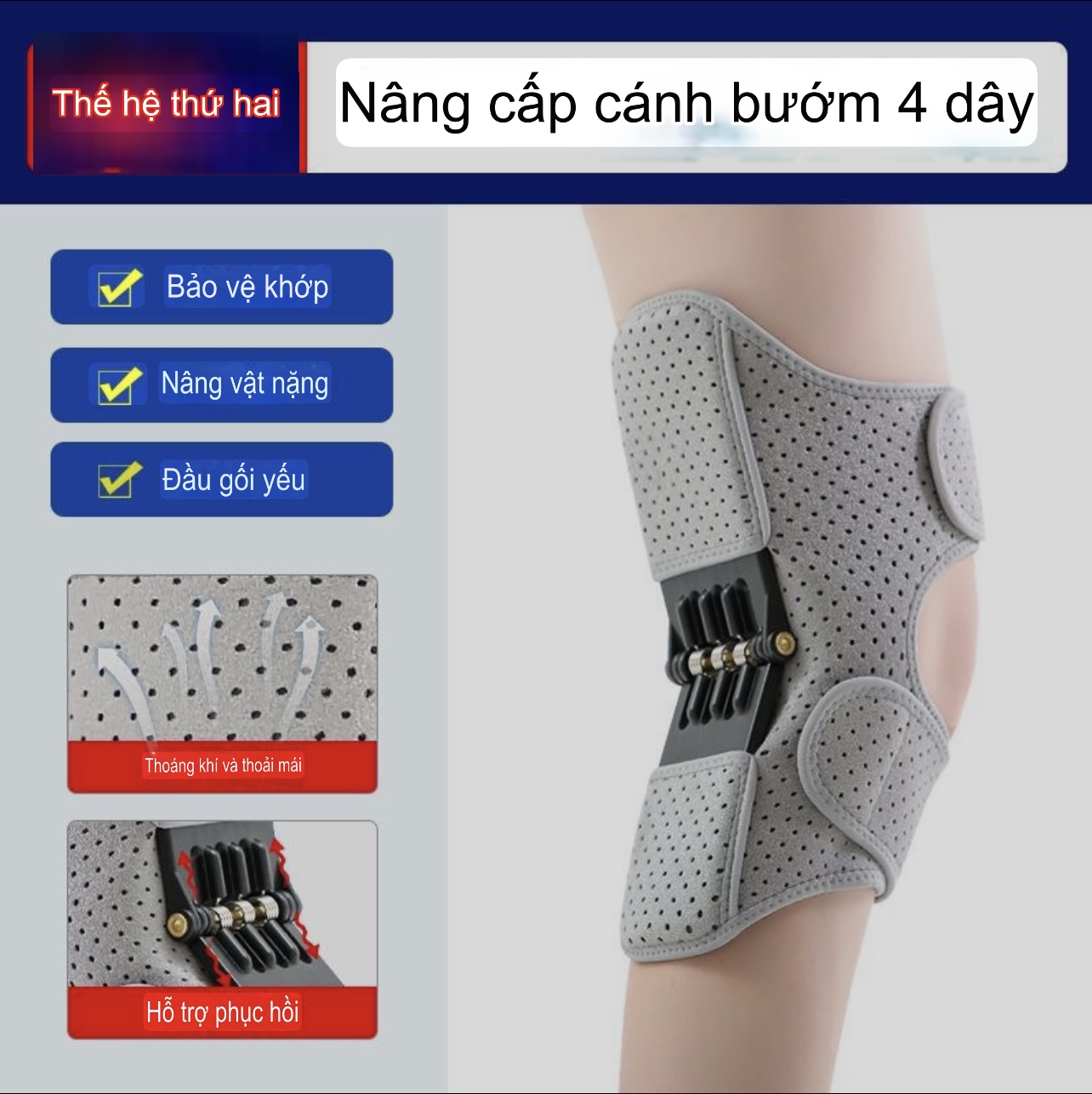 bảo vệ đầu gối xương bánh chè leo núi ngồi xổm cố định khớp lò xo đệm đầu gối thể Thao 2 chiếc