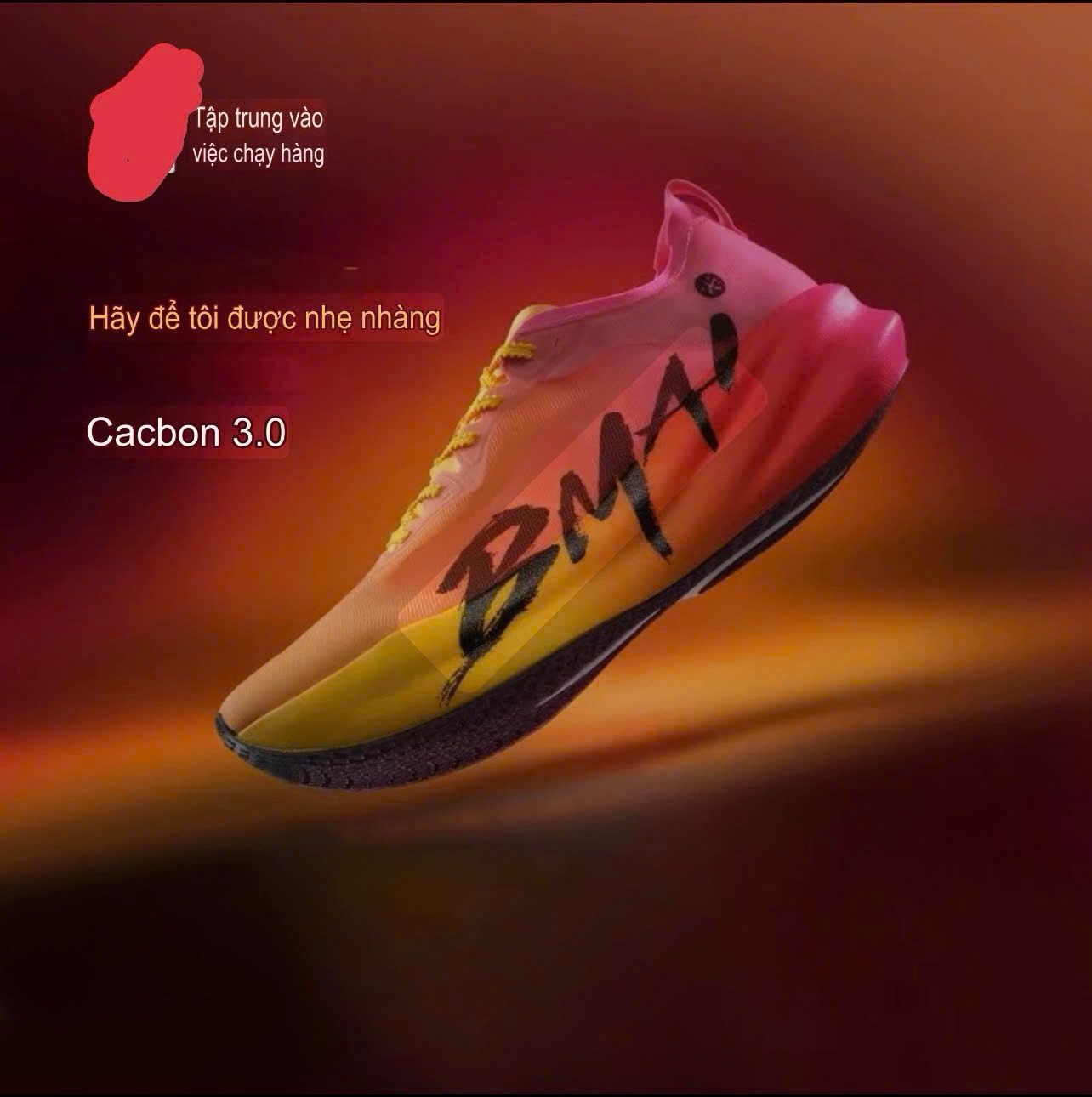 Giày Chạy Bộ marathon Bmai Turbo 3.0 full carbon vàng hồng