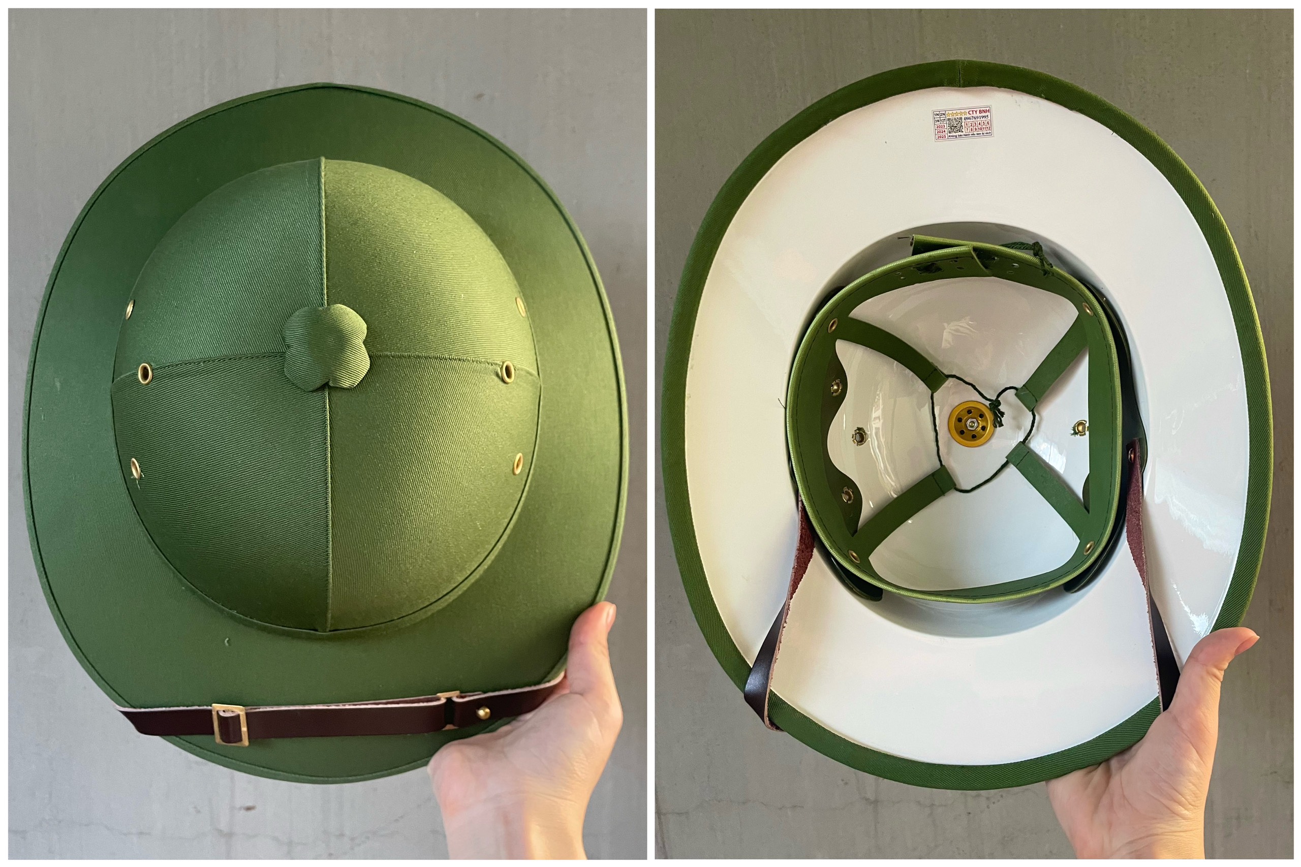 Mũ vành rộng cốt nhựa bọc vải kaki phong cách lịch lãm sang trọng