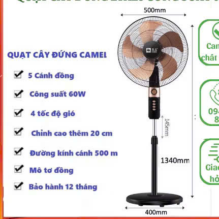 Quạt Cây Đứng Camel 5 Cánh ĐỒNG tốc độ gió _ Quạt Camel Cánh Đồng SIÊU MÁT Bảo Hành 12 Tháng