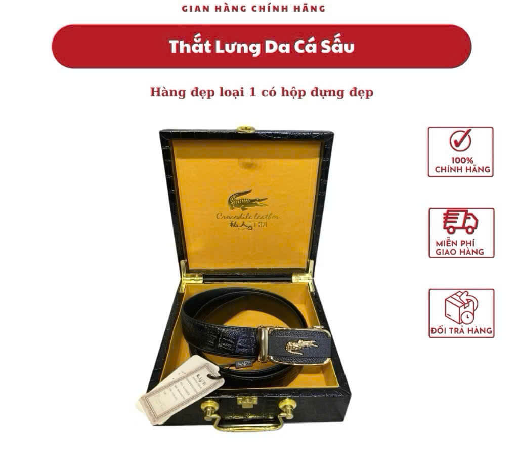 Thắt lưng da cá sấu hàng đẹp loại 1 có hộp đựng đẹp chuẩn như hình ảnh
