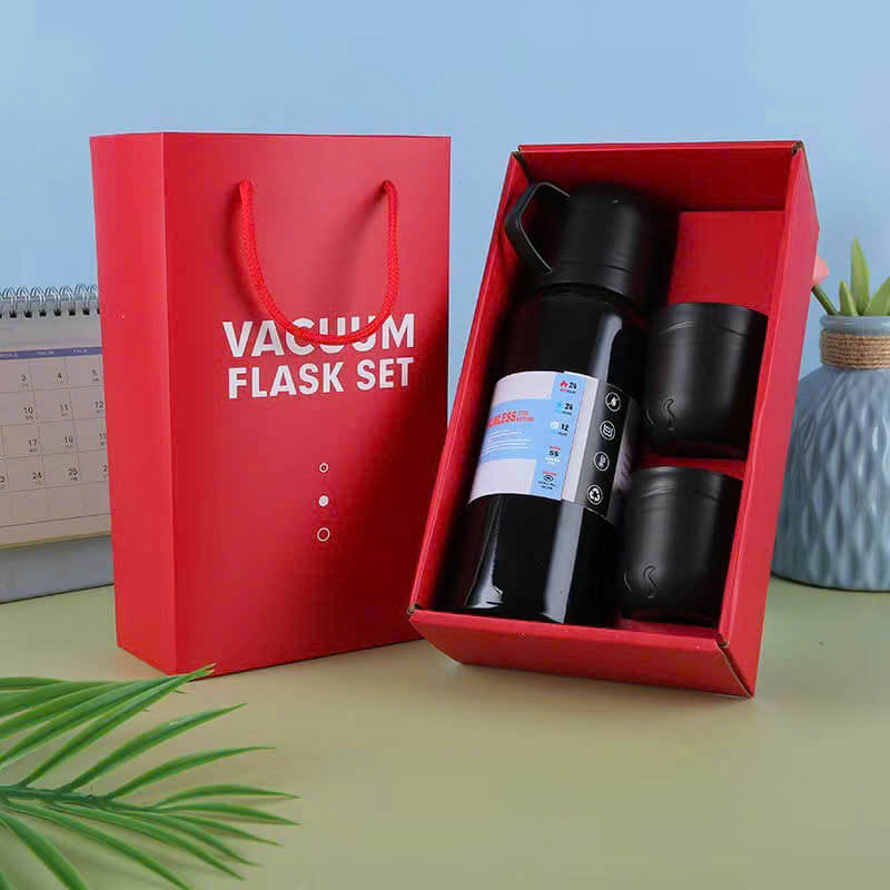 Bình giữ nhiệt inox dung tích 538ml nhỏ gọn Ly Giữ Nhiệt Cao Cấp Kèm 2 Cốc hộp làm quà