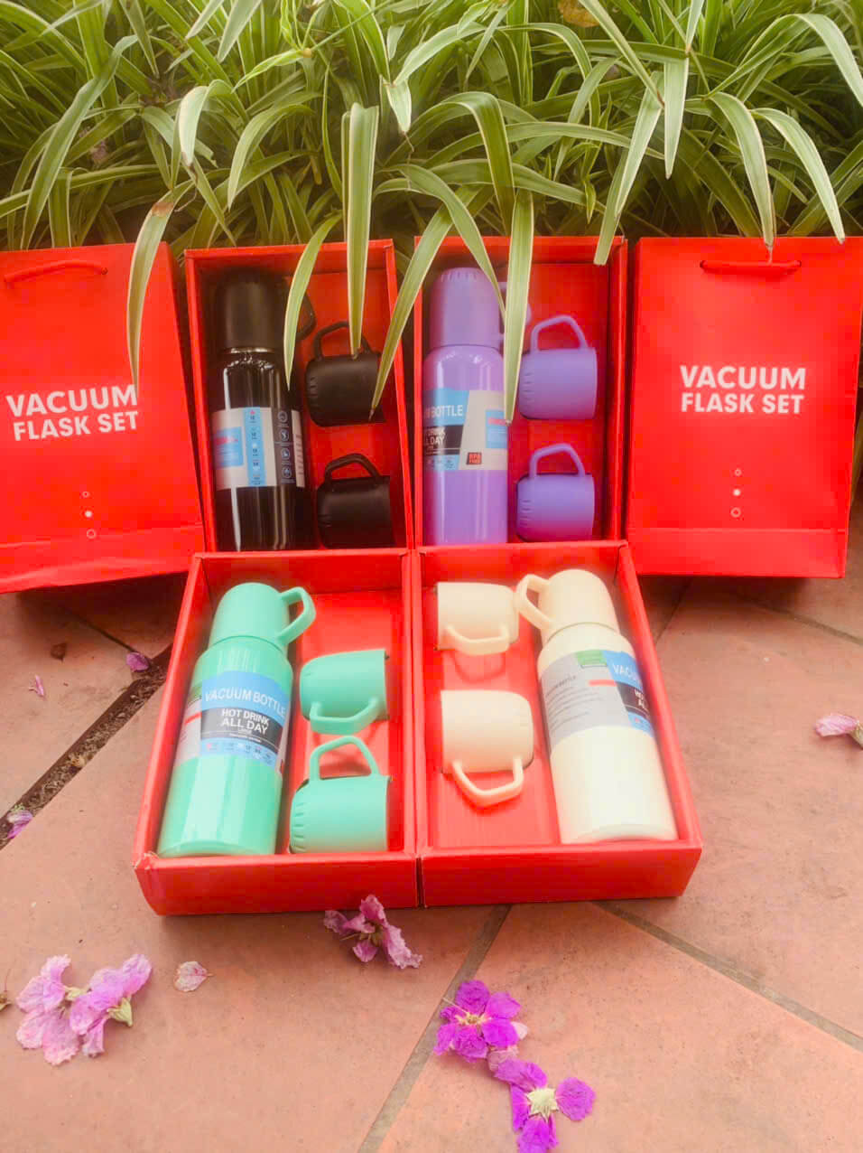 Bình giữ nhiệt inox dung tích 538ml nhỏ gọn Ly Giữ Nhiệt Cao Cấp Kèm 2 Cốc hộp làm quà