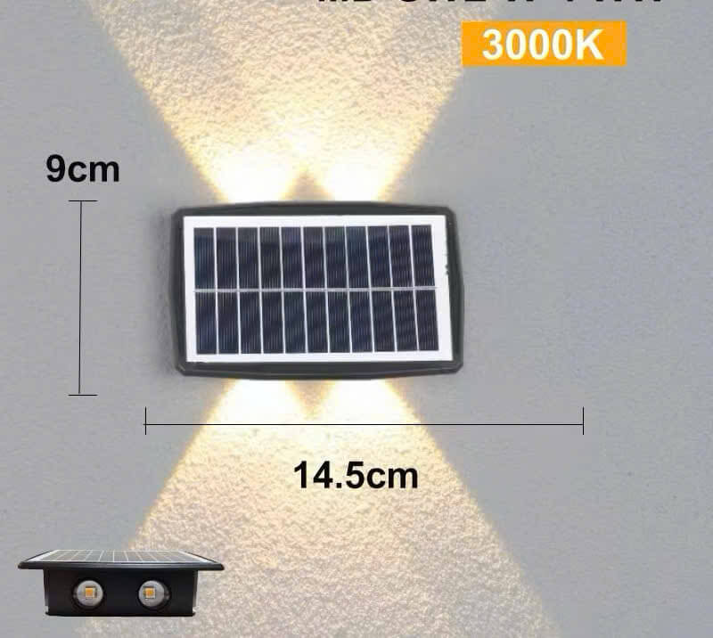 Đèn Hắt Tường Năng Lượng Mặt Trời MODI SOLAR, Đèn Led Gắn Tường Năng Lượng Mặt Trời Chống Nước combo