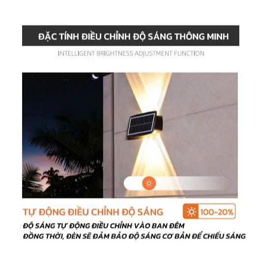 Đèn Hắt Tường Năng Lượng Mặt Trời MODI SOLAR, Đèn Led Gắn Tường Năng Lượng Mặt Trời Chống Nước combo