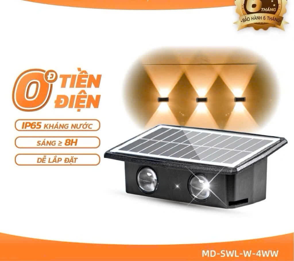 Đèn Hắt Tường Năng Lượng Mặt Trời MODI SOLAR, Đèn Led Gắn Tường Năng Lượng Mặt Trời Chống Nước combo