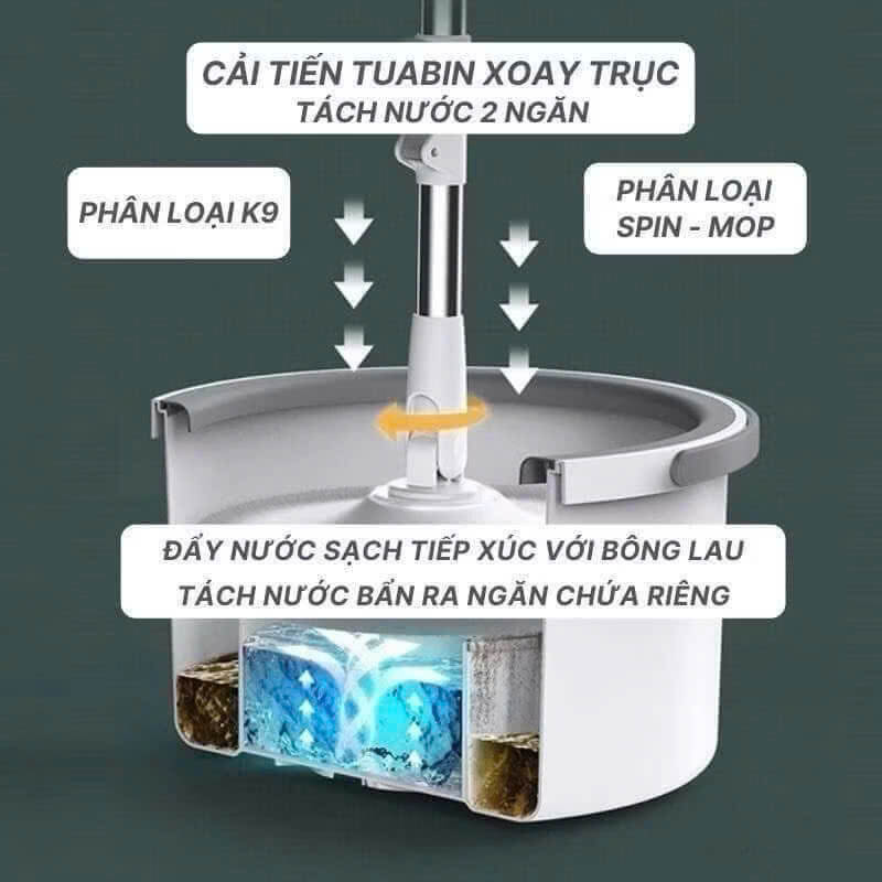 Chổi lau nhà k9 hiện đại thông minh tự tách chất bẩn gọn nhẹ,thuận tiện