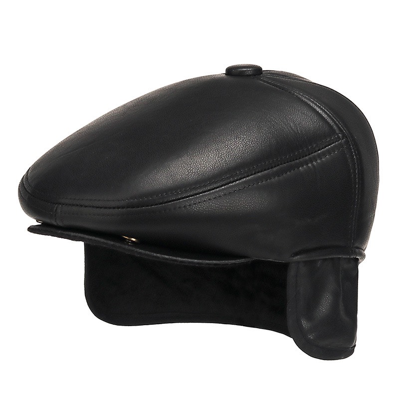 Mũ nồi cho ông, cho bố, Mũ beret trung niên chất DA 2 lớp cao cấp có che tai