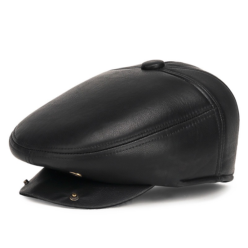 Mũ nồi cho ông, cho bố, Mũ beret trung niên chất DA 2 lớp cao cấp có che tai