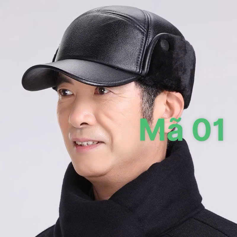 Mũ da lưỡi trai bịt tai ấm áp mùa đông đội rễ chịu thoải mái