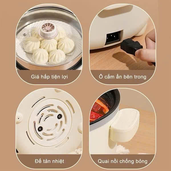 Nồi Lẩu Điện Đa Năng Mandeli 2 Tầng, Tiện Lợi Cho Mọi Món Ăn, trong gia đình