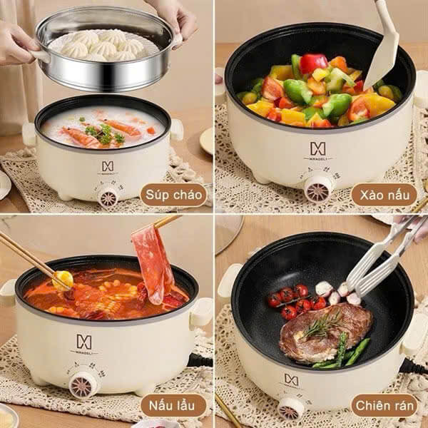 Nồi Lẩu Điện Đa Năng Mandeli 2 Tầng, Tiện Lợi Cho Mọi Món Ăn, trong gia đình