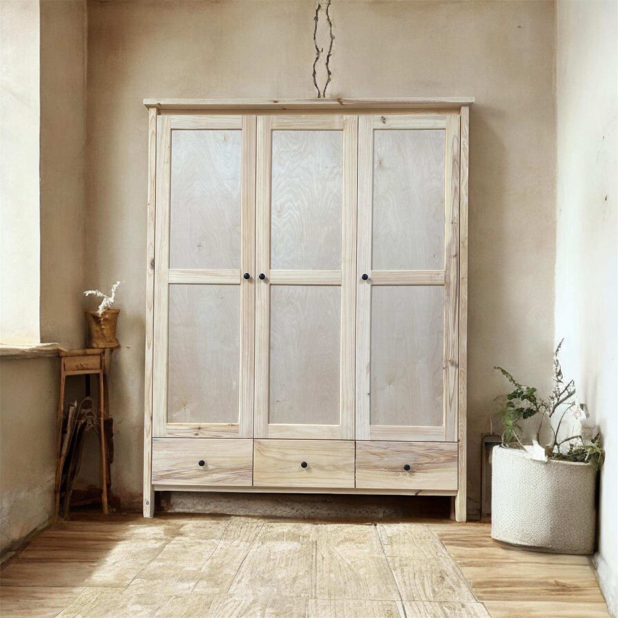 Tủ áo 3 cánh: 1,55m x 1,97m x 0,6m không gian lưu trữ rộng rãi